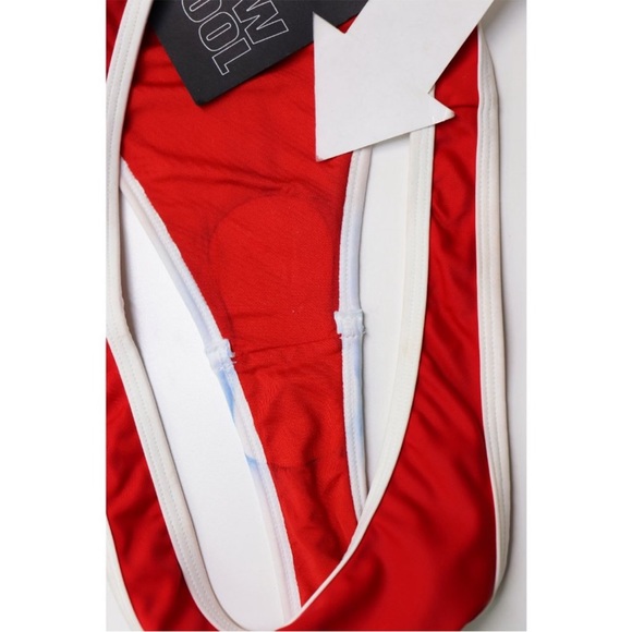 NWT It’s Now Cool 90s Duo Bikini Bottom Swim Bathing Suit | Red White Contrast M - Picture 6 of 7